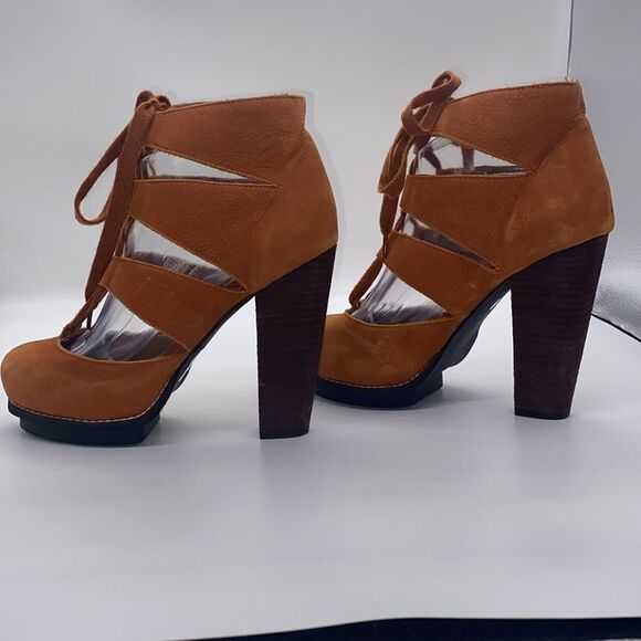 ✨🧡 Cinnamon Rust Burnt Orange Jeffrey Campbell x Free People Laced Heels 🧡✨ - Picture 4 of 16
